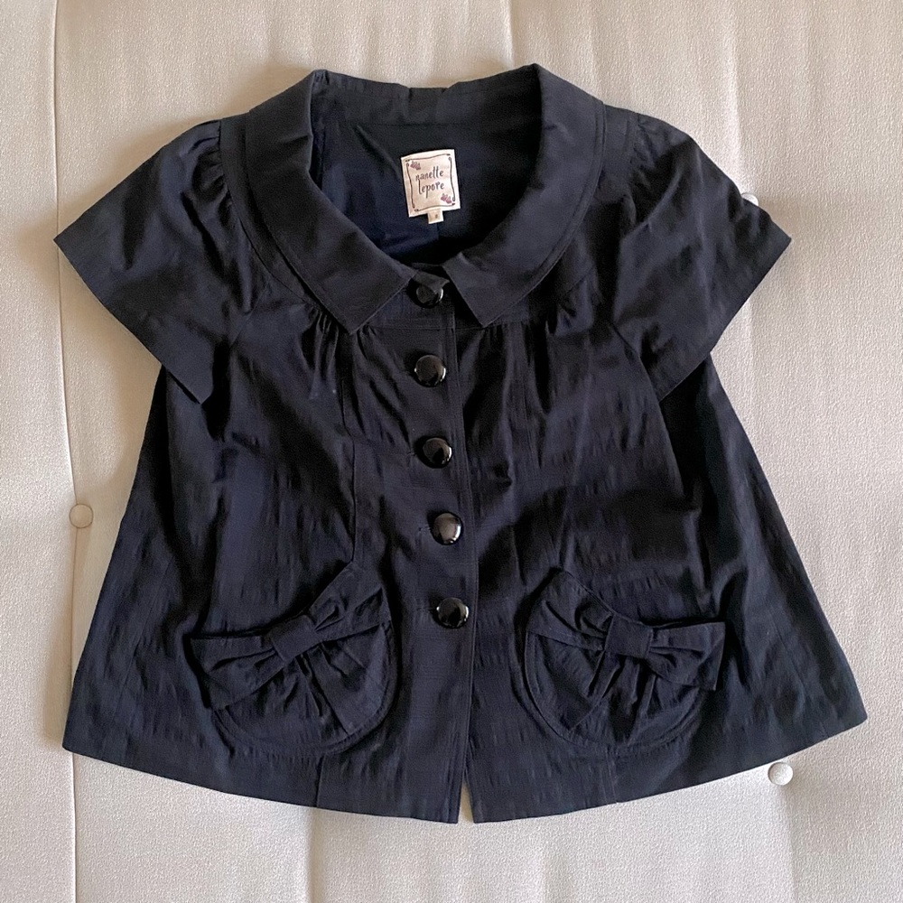 Nanette Lepore Short Sleeve Button Blouse